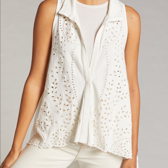 Anthropologie | Eyelet Buttondown Blouse | M/L - Picture 3 of 10
